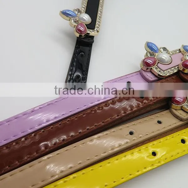 Lady's fashion colorful skinny belt with diamond for dress