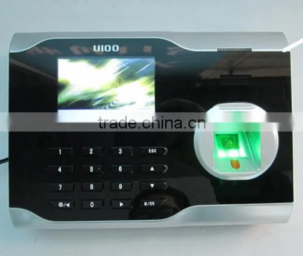 U100 fingerprint time attendance 3 inch touch screen webserver optional rfid/mi-fare card TCP/IP communication attendance clock