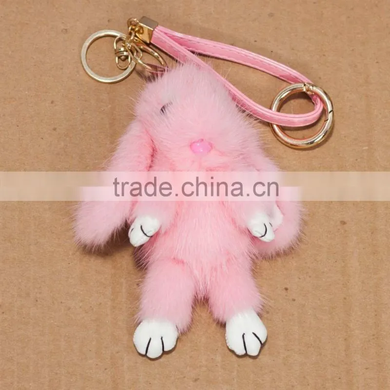 bear shape mink fur keyring/ lovely shape pendant/ rex mink fur rabbit