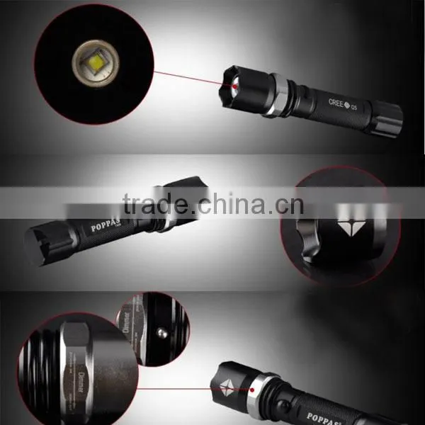 Promotion POPPAS T809 3W XPE Zoomable Bright Rechargeable Aluminium 18650 Battery Led waterproof led flashlight