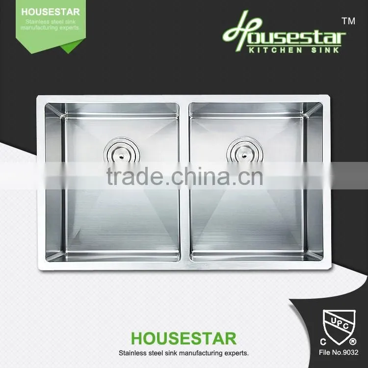 R10-3219 new product high quality undermount double bowl handmade stainless steel kitchen wash sink