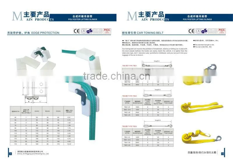 2014 Wholesale Custom Tow Strap With Loops/military webbing belt/container lashing equipment/cambuckle tie down