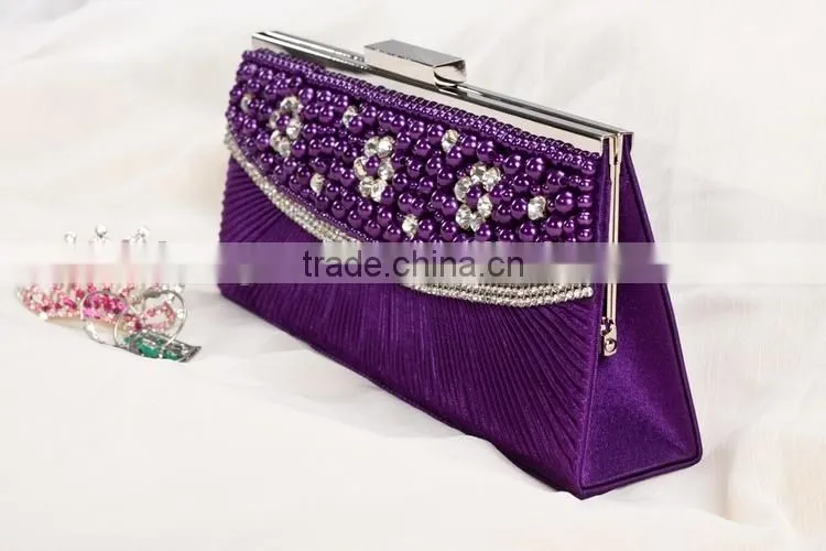 ladies beaded evening satin party bag