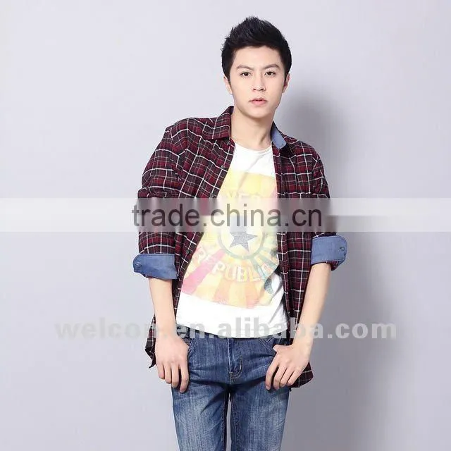 Latest brand design European style fancy fashion pure cotton men short sleeve casual stripe shirt