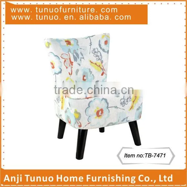 Cafe chair, Flower linen fabric cover, black finish rubber wood legs K/D LEGS,TB-7471