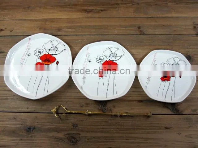 hand-paint flower design white ceramic water pitcher