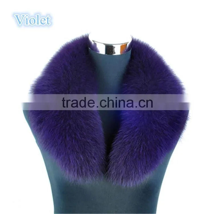 Big Genuine Detachable Black Fox Fur Shawl Collar for Women Leather Jacket