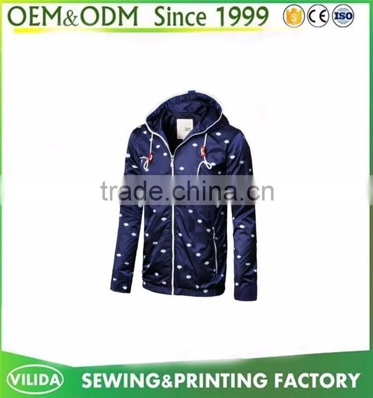 100% Polyester WaterProof Men Jacket Wholesale Printing Running outer Sports Jacket in Guangzhou factory