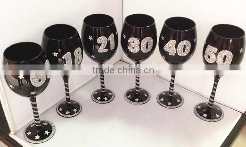 mout-blown clear new developed pink diamond glass wine cup