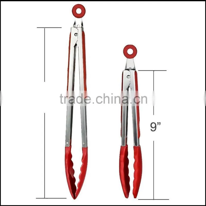 Durable Stainless Steel Silicone BBQ Tongs