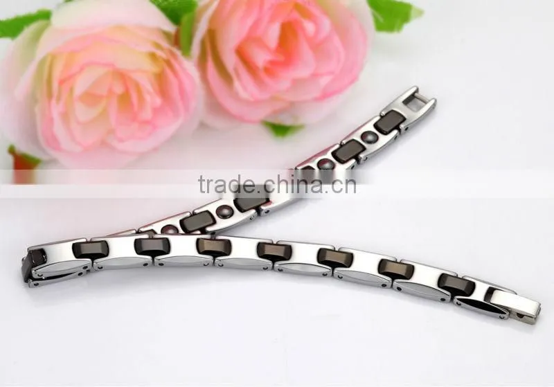 New high quality mens bracelets gold link style with magnet