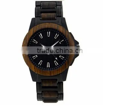 2016 New design customized logo wood watch stainless steel watch