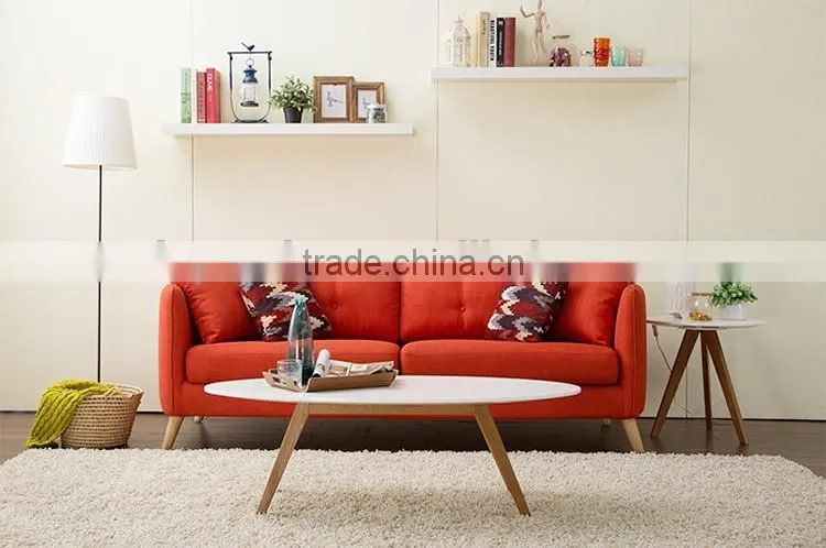 Classic simple design nordic style wooden sectional sofa with tufted back cushions for home furniture