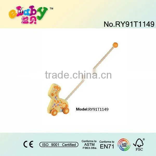 wooden deer push along toy
