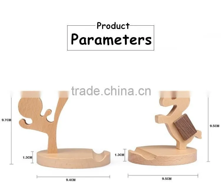 OCASE Lovely Creative Gift Item Mobile Phone Holder Natural Beech Wood Tablet Stand Model