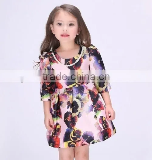 2016 flowers baby children latest fashion dress designs hot sale girls picture of children casual dress