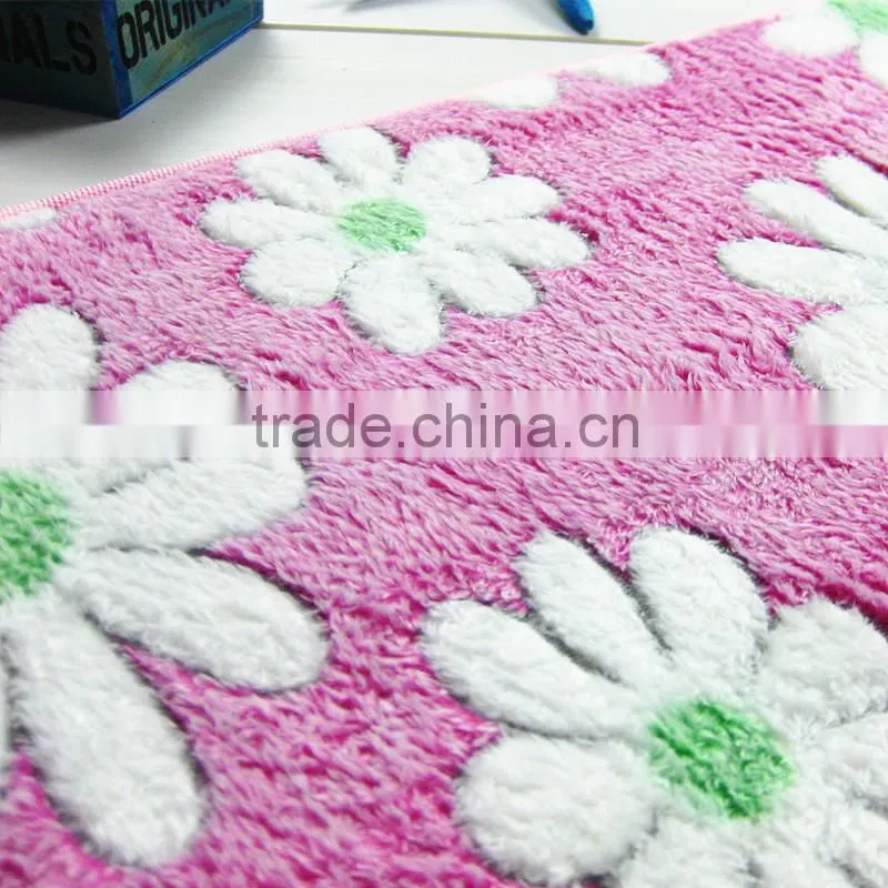 flower pattern coral velvet anti-slip rugs water absorb mat