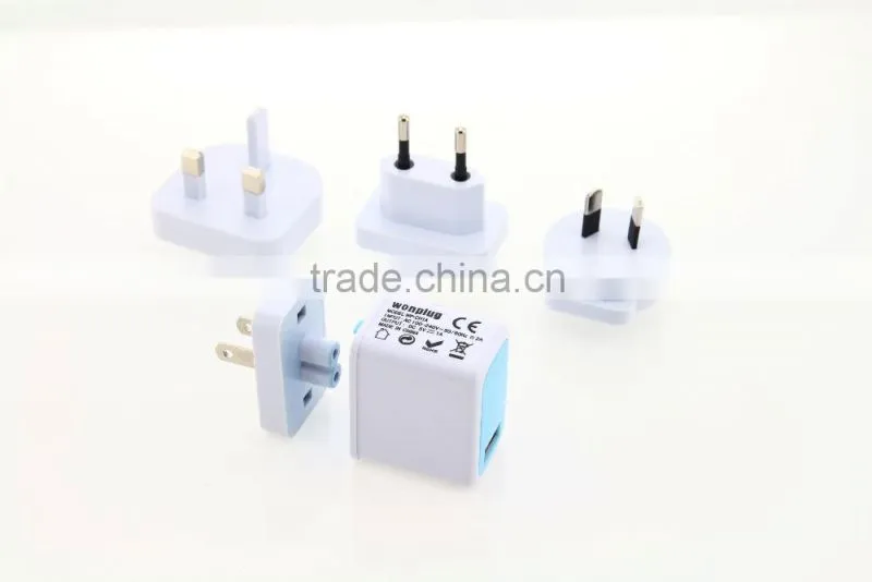 Multiple USB charger with AU/US/UK/EU/Schuko separable plugs