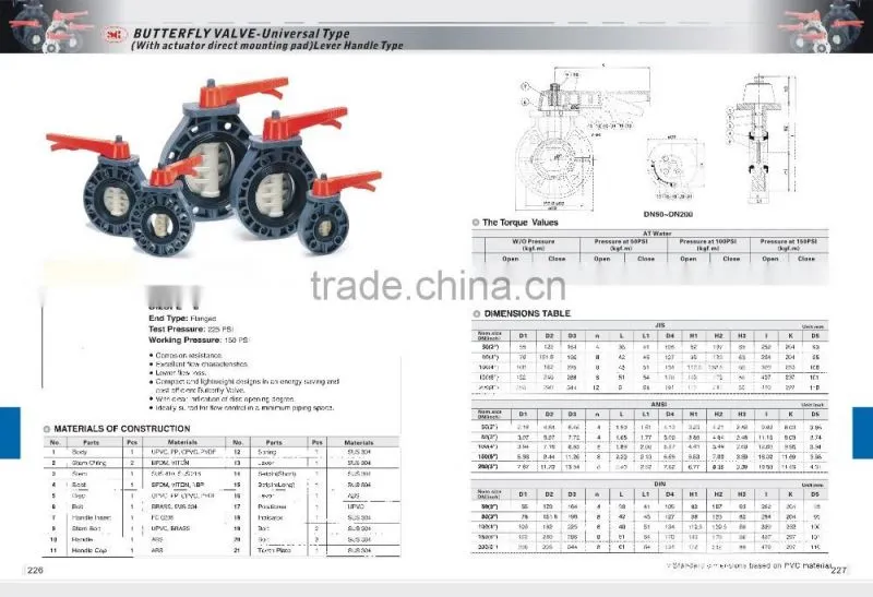 Plastic Butterfly Valve - Universal Type