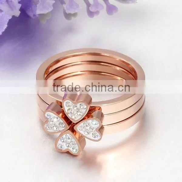High Quality Rose Gold Plated Rhinestone Heart Rings