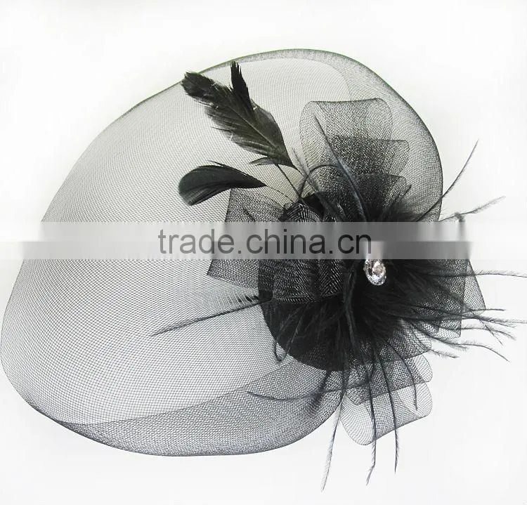 MYLOVE black wedding veil fascinator mini top hat MLSM013