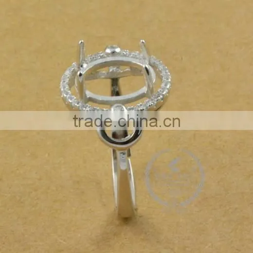 8*10mm 925 sterling silver oval bezel silvery prong setting ring base blank supplies DIY findings 1222006