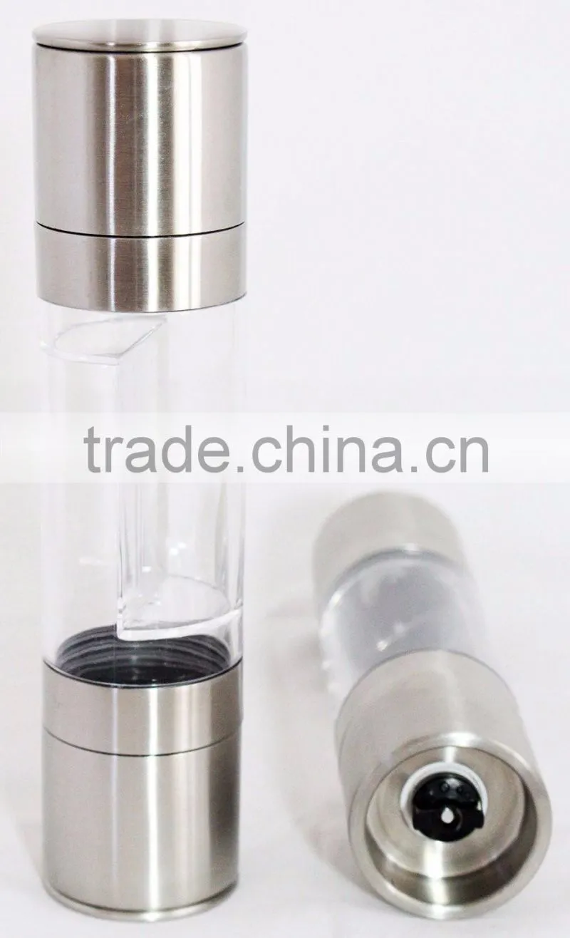 Adjustable Ceramic Grinding Mechanism Stainless Steel Salt and Pepper grinder Set 2 in 1 Salt and Pepper Mill Set