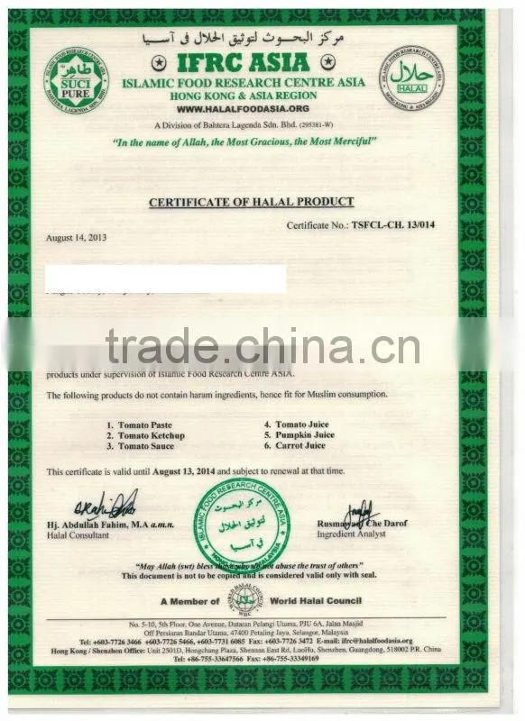 hot selling africa halal food red color natural tomato paste