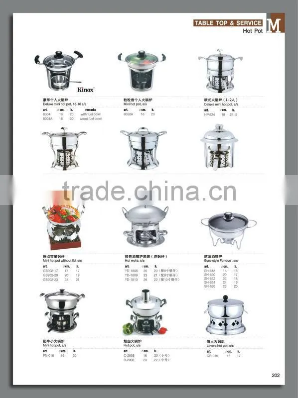 stainless steel Deluxe mini hot pot for single or double
