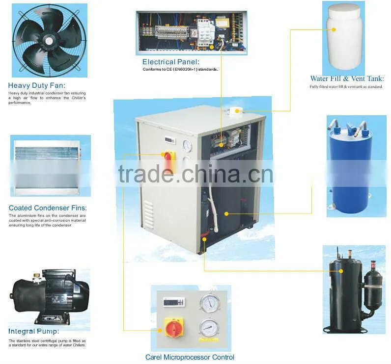 Top discharge mini aquarium water cooling machine