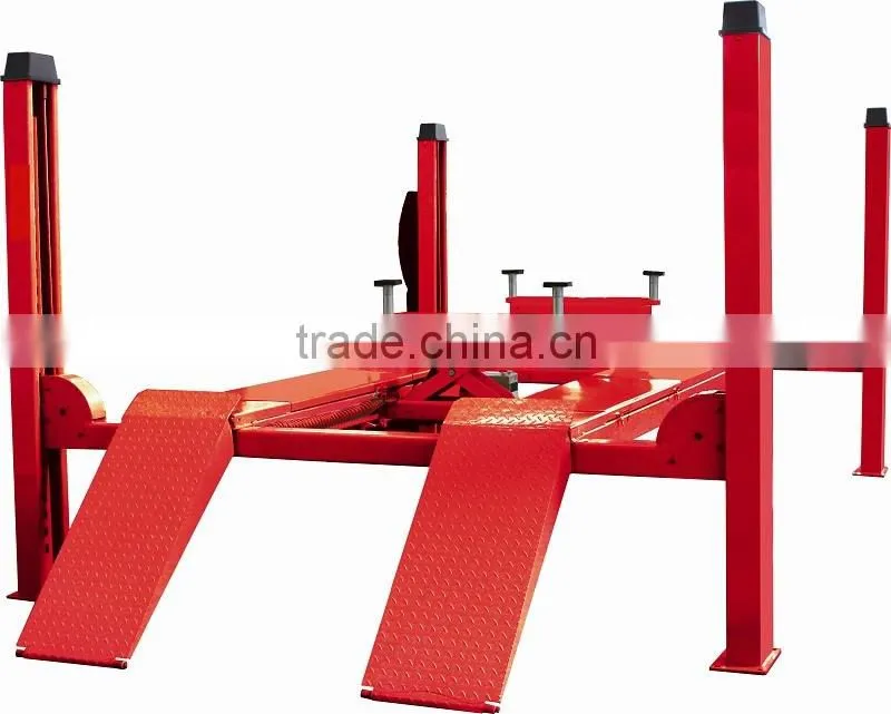 4500kg Capacity Four Post Car Alignment Lift With Two Rolling Jacks