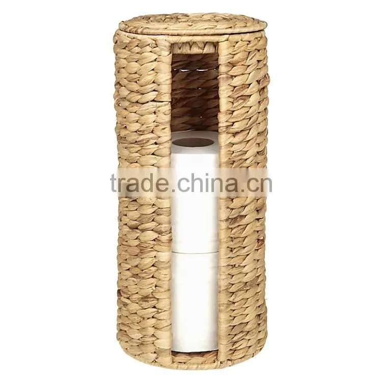 Unique new 3 spare rolls to hold water hyacinth hand woven toilet roll holder
