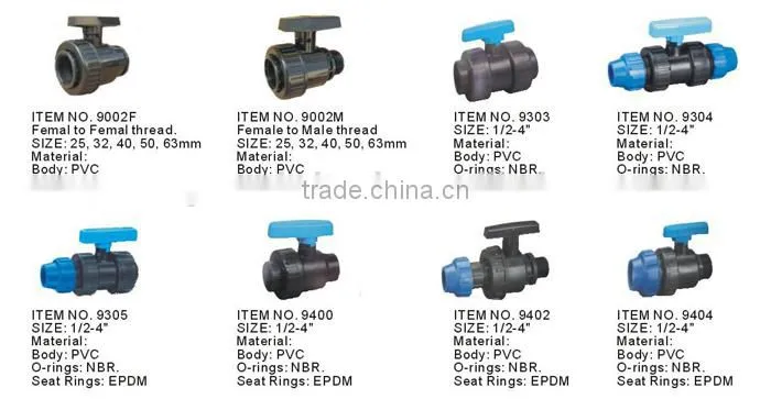Single union PVC ball valve for PE pipe