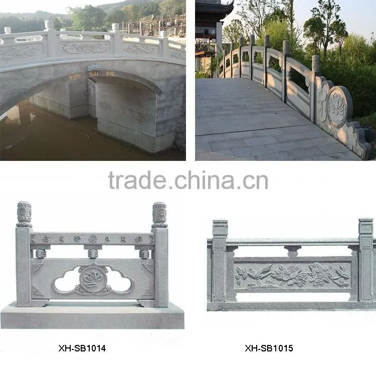 Natural carved white stone columns and stone balustrade