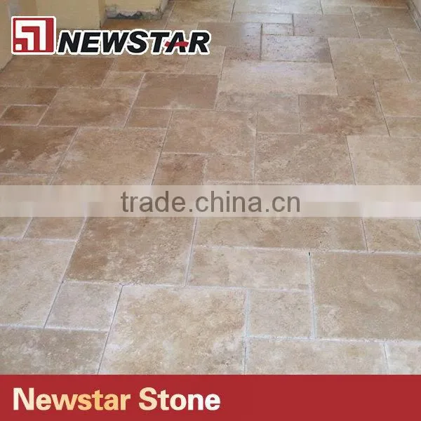 French Pattern Golden Rose Travertine Pavers Tumbled
