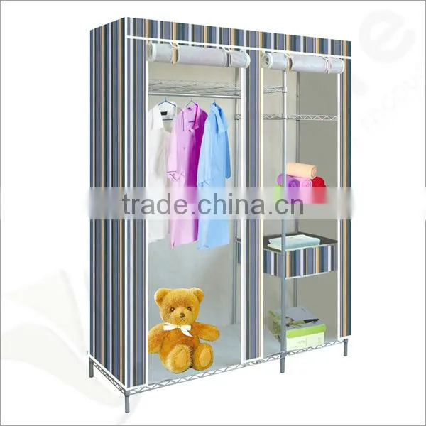 Single Canvas effect Wardrobe Clothes Storage Cabinet