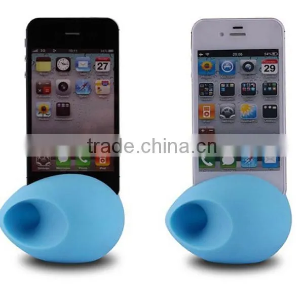 Egg shape silicone loudspeaker / silicone phone holder