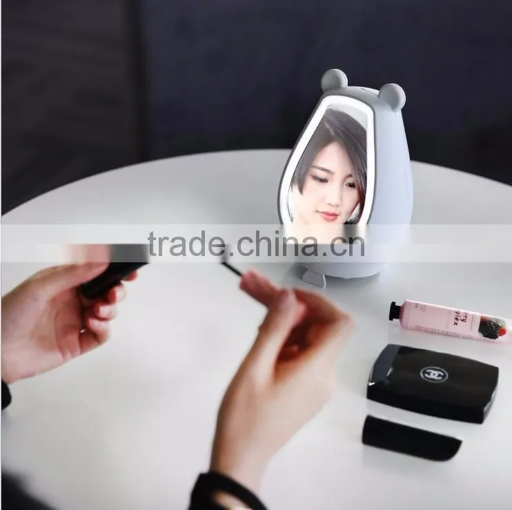 Simple Fashion Multi-functional Cute Bear Desk Clock With Mirror/LED Back Light/Bluetooth Speaker/Temperature Digital Clock