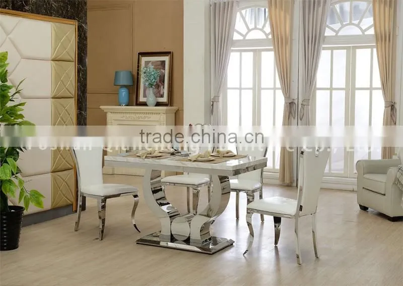 Marble table stainless steel dining room set