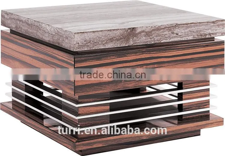 Unique Design Natural Travertine wooden Coffee table set