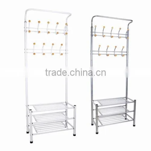 Metal Coat Shoes Storage Shelf Stand Hats Hanger Hook Clothes Rack