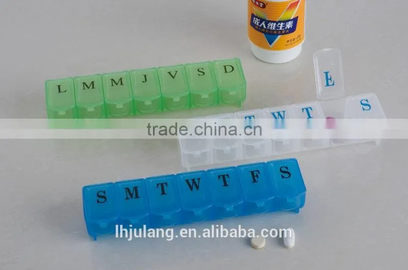 Hot sell plastic 7days pill box / plastic weekly pill box