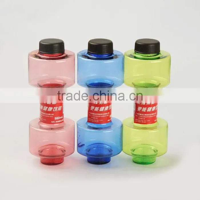 Sports Drinking Plastic Clear Dumbbell Water Bottle With Private Label