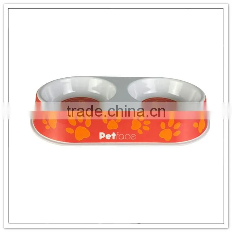 Pet accessories wholesale China 2 compartments plastic dog bowls