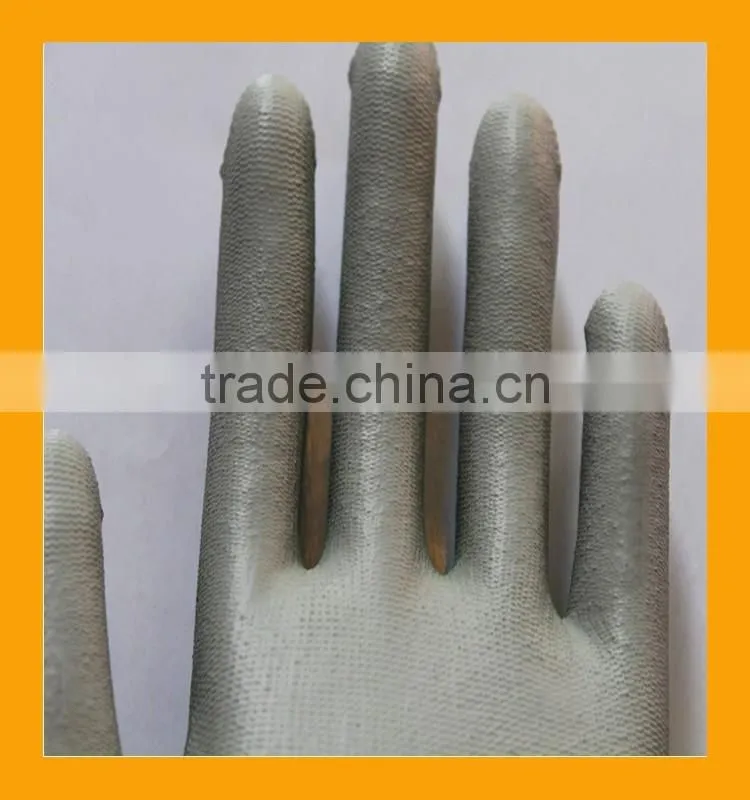 Customized Grey PU Coated Working Safety Polyester Gloves