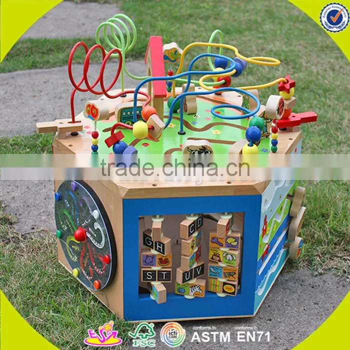 wholesale baby wooden cube beads toy, high quality kids wooden cube beads toy, hottest wooden cube beads toy W11B058