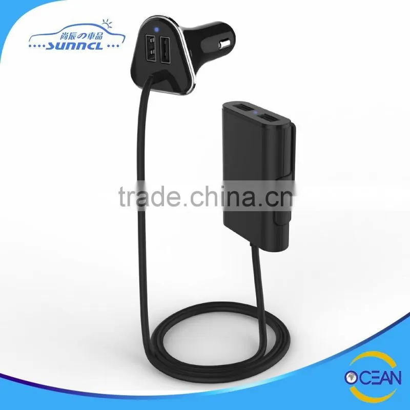 High Quality DC 5V 5.2A 6.8A 4 Port Car USB Charger with CE FCC RoHS