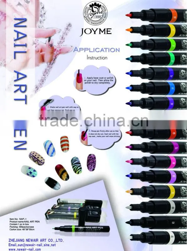 Joyme fashion designs nail art pens set for 16 colors
