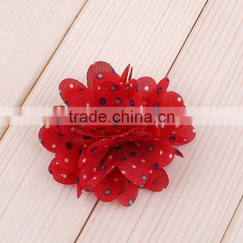 handmade fabric flower clip with dot for kids hair accessories
