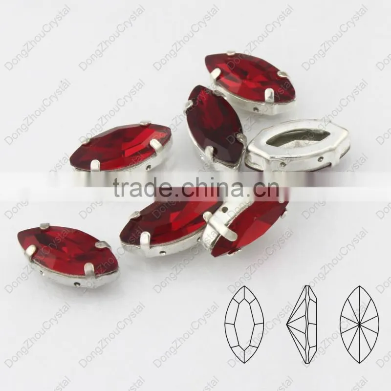 DZ-3017 fashion point back light siam horse eye crystal beads for dress from china supplier